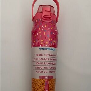 Frost Buddy Pink Water Bottle with Straw Lid